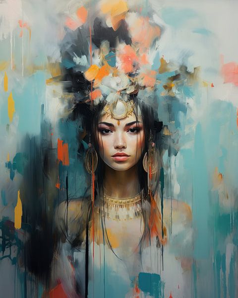 Digitales Kunstporträt &quot;Ich liebe Farbe&quot; von Carla Van Iersel