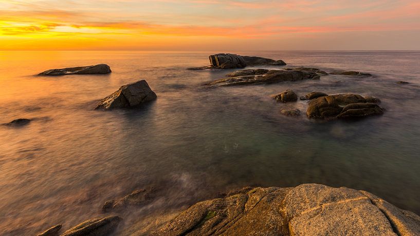 Sunrise over the Mediterranean Sea at the Costa Brava near Palamos by Robert Ruidl