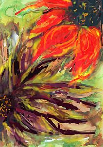 Moderne abstrakte rote Sonnenblumen