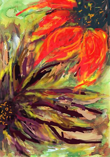 Tournesols rouges abstraits modernes