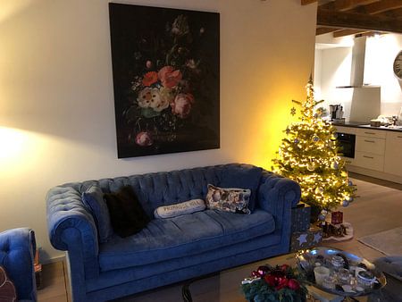 Stillleben mit Blumen auf einer Marmortischplatte,Rachel Ruysch