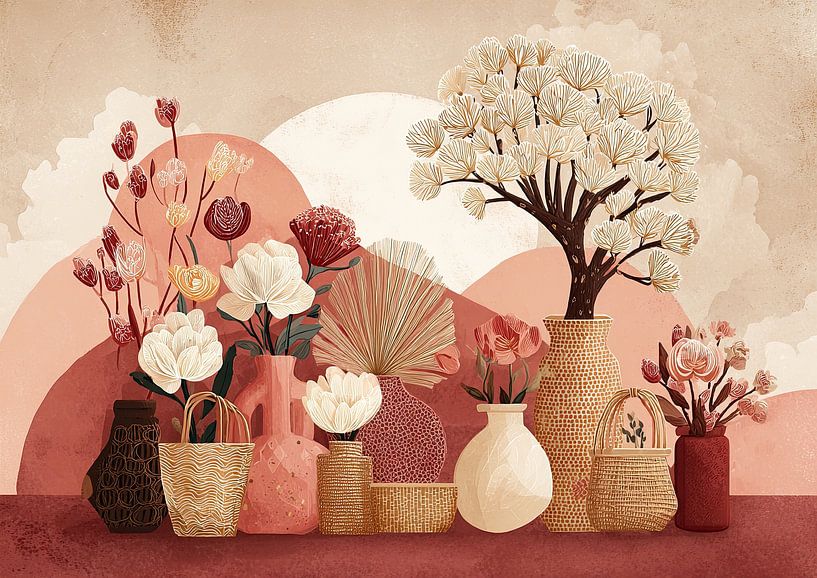 Flower Vases | Elegant Blooming Centerpiece by Eye catching paintings