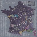 Carte de France des Gastronomes, couleur Aubergine par MAPOM Geoatlas Aperçu