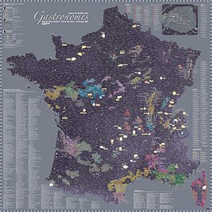 Carte de France des Gastronomes, couleur Aubergine sur MAPOM Geoatlas