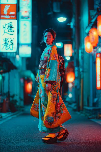 Japanische Geisha in der Stadt von Egon Zitter