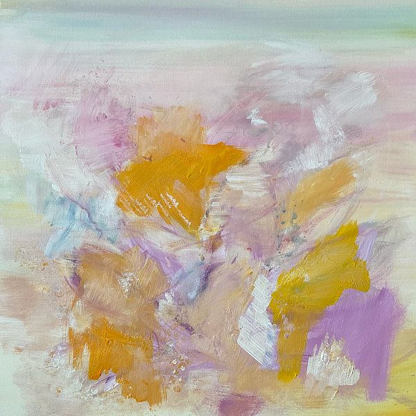 Poésie florale délicate - peinture acrylique abstraite pleine d'optimisme et de légèreté par Susanna Schorr
