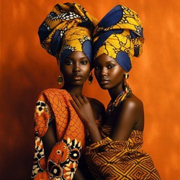 Kleurrijk portret van twee Afrikaanse vrouwen van Carla Van Iersel