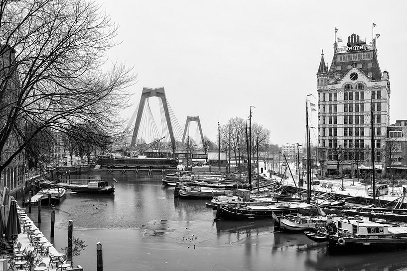 Vieux port de Rotterdam avec de la neige en hiver par Mark De Rooij