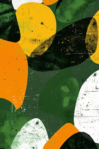 Abstract Kleurenexplosie op Groen Canvas