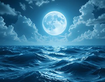 Ocean's Lunar Embrace by Artistic