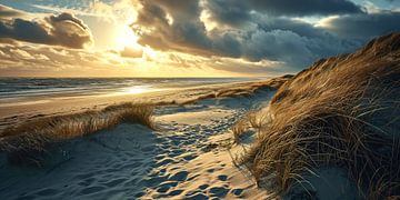 Sun rises in the North Sea by Vlindertuin Art