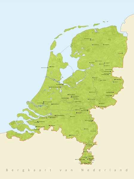 Gebirgskarte der Niederlande. von Frans Blok