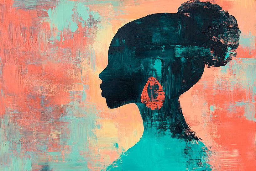 Silhouette of a woman in vivid colours by Poster Art Shop