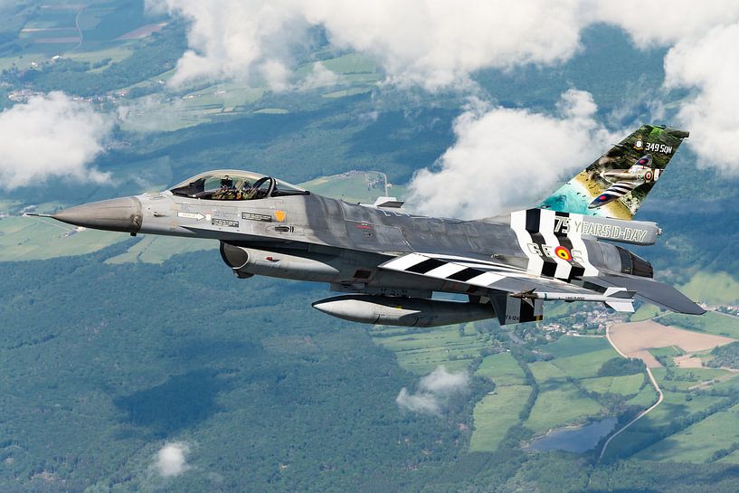 F-16 with 75 years D-Day painting by KC Photography