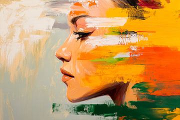 Profil de femme aux couleurs vives - Moderne sur Poster Art Shop