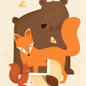 Welkom, kleintje! Bosdieren print in herfstkleuren van Hannah Barrow