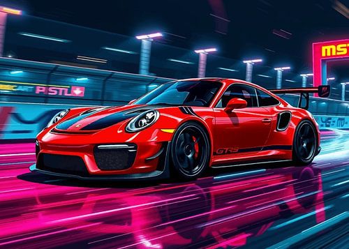 Porsche 911 GT3 RS Beschermers Rood met Zwarte Strepen