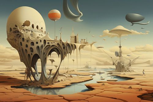 Landscape surreal abstract and bizarre with alien life