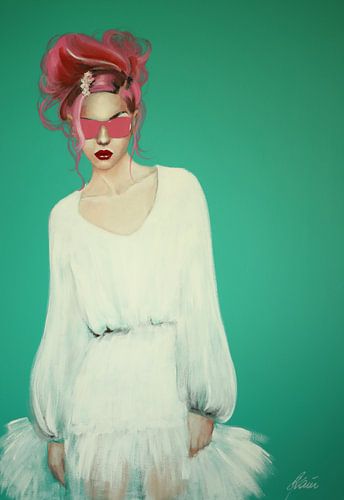 FILLE AUX LUNETTES DE SOLEIL ROSES