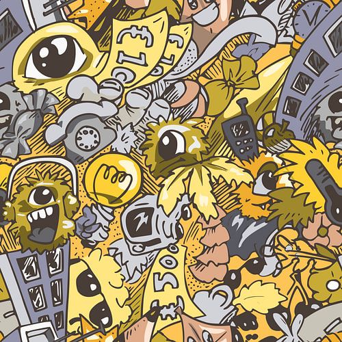 Hip design kunstwerk in doodle stijl met thema zomer