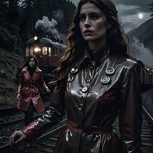 Attractive young woman on a railway site