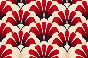 Red Creme Art Deco Fan Motif by Whale & Sons