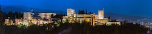 Het prachtige Alhambra in avondlicht (panorama) van Roy Poots