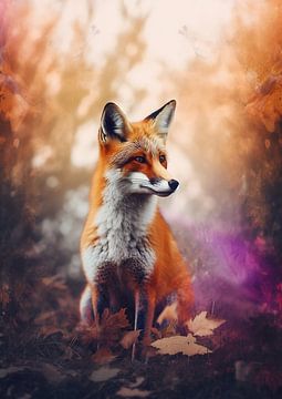 Fox in a misty forest by Jan Bechtum
