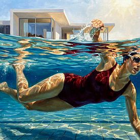 Nageur en mouvement sous l'eau sur Jan Keteleer