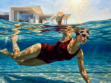 Swimmer in Motion Under Water