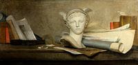 Stilleben mit Attributen der Kunst, Jean-Baptiste Siméon Chardin von Meisterhafte Meister Miniaturansicht