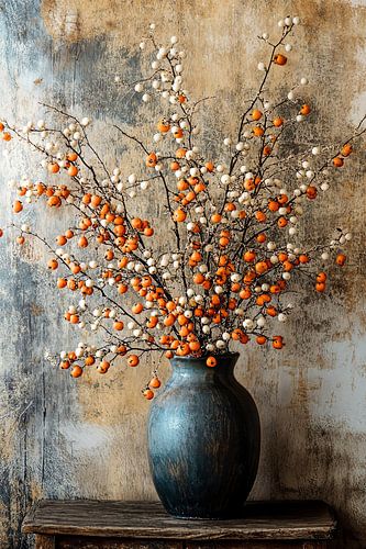 Dekorative Vase mit Herbstzweigen