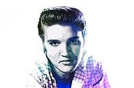 Elvis Presley Abstraktes Pop-Art-Portrait in Blauviolett von Art By Dominic Miniaturansicht