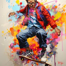 Portret nooit te oud om jong te zijn pop of color van René van den Berg