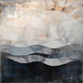 Abstracte golvende lagen in goud en aardetinten van Wilma Mesman