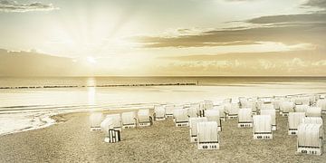 OSTSEE Sonnenaufgang am Strand | Vintage Panorama von Melanie Viola