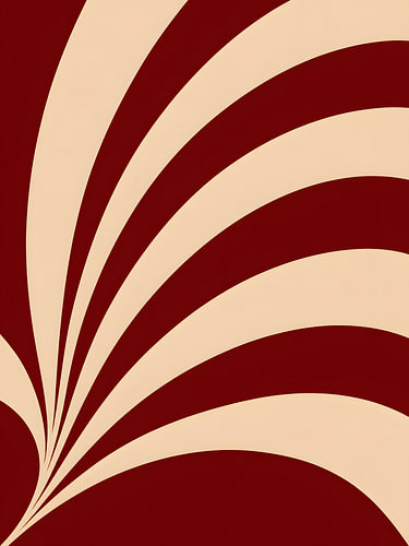 Burgundy Fan of Curved Lines