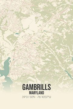 Vintage landkaart van Gambrills (Maryland), USA. van MijnStadsPoster
