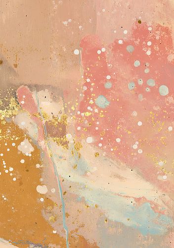 Abstract composition: peach, blue & gold