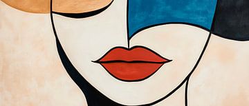 Abstract portret van een vrouw in kleuren van Poster Art Shop