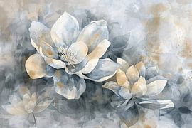 Monochrome Floral Abstraction in Grey and Beige by Art & Soul Creations