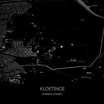 Carte en noir et blanc de Kloetinge, en Zélande. sur Rezona