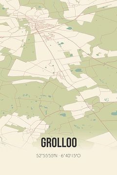 Vintage landkaart van Grolloo (Drenthe) van Rezona