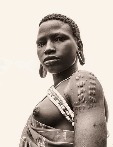 Vrouw, Mursi volk, Ethiopië