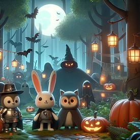 Mystieke Halloweenavond in het rijk van de ridders van artefacti