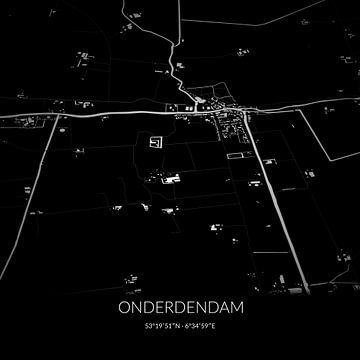 Black-and-white map of Onderdendam, Groningen. by Rezona