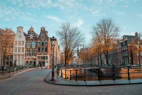 Keizersgracht Amsterdam with autumn sun