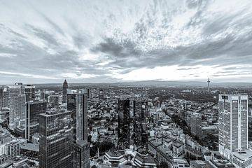 Bankdistrict in Frankfurt am Main - Monochroom van Werner Dieterich