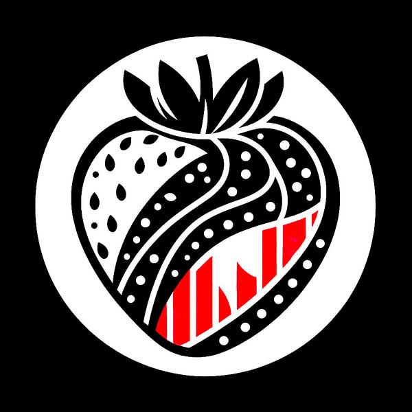 Abstracte illustratie van een aardbei. ( 1 ) van Ineke de Rijk