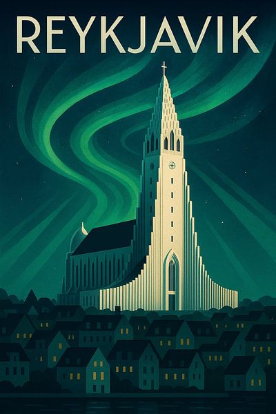 Reykjavik Iceland Northern Lights by Travel Shop